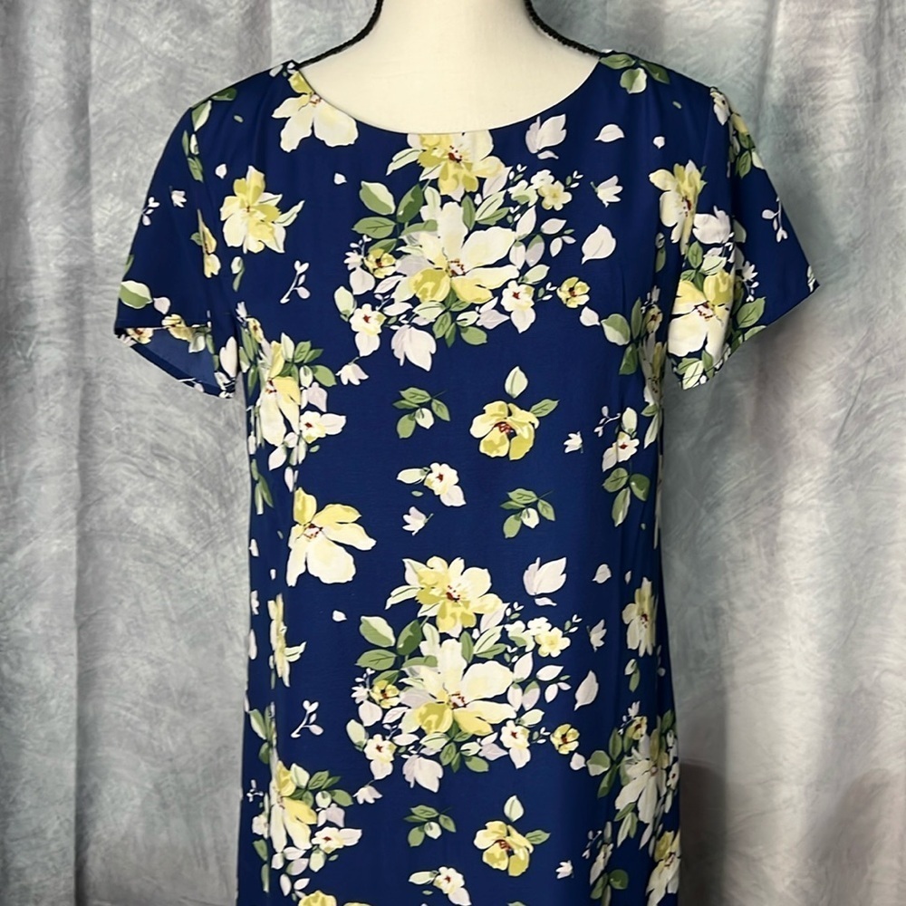 Lulu’s Floriana Navy Blue Floral Shift Dress - size Small - Picture 4 of 14